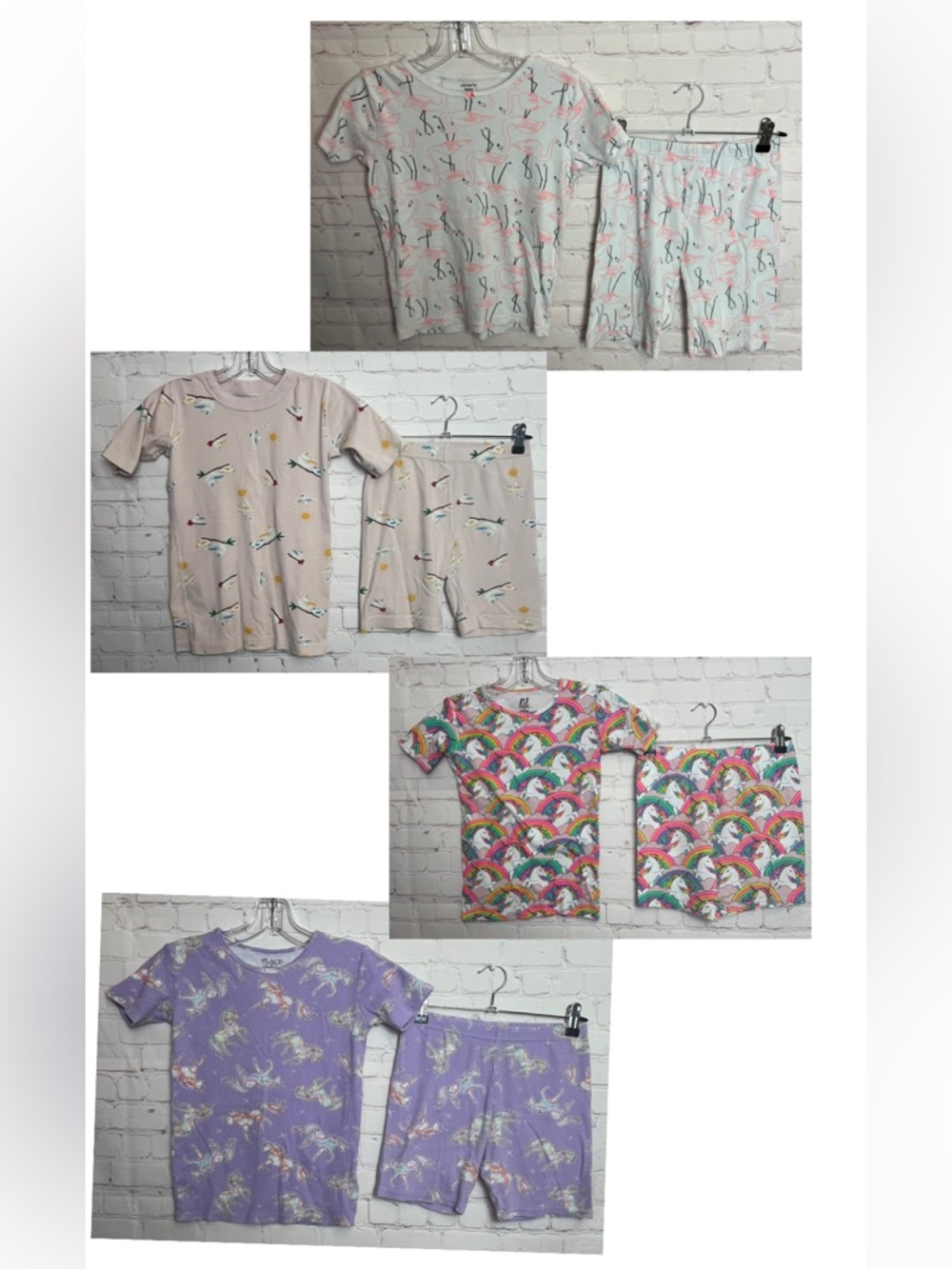 FOUR Sets of Short Sleeve with Shorts Fitted Pajamas